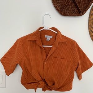 Orange checkered button up